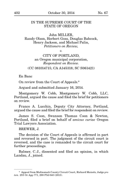 402 October 30, 2014 No. 67 IN THE SUPREME COURT OF THE