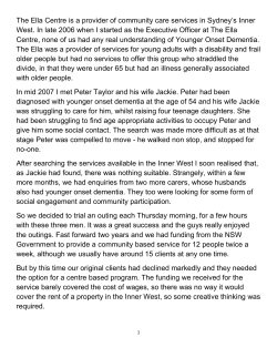 The Ella Centre is a provider of community care services in Sydney`s