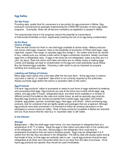 Egg Safety On the Farm - Belize Poultry Association