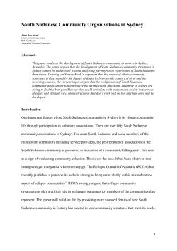 South Sudanese Community Organisations in Sydney