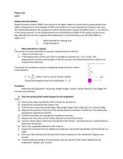 Physics 221 Lab 4 Simple Harmonic Motion Simple harmonic motion