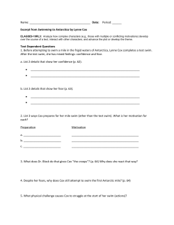 Name: Date: Period: ______ Excerpt from Swimming to Antarctica