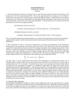 OCEANOGRAPHY 510 Problem Set 1 (2016) Solutions 1. The heat