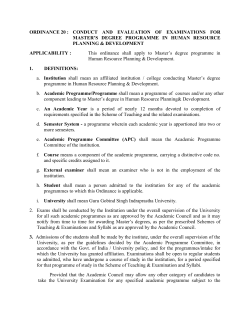 ordinance 20 : conduct and evaluation of examinations for master`s