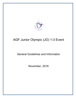 AGF Junior Olympic (JO) 1-3 Event