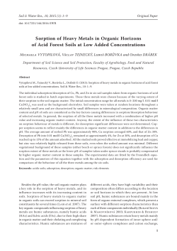 Sorption of Heavy Metals in Organic Horizons of Acid Forest Soils at