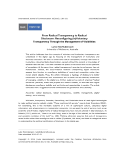 Radical Transparency - International Journal of Communication