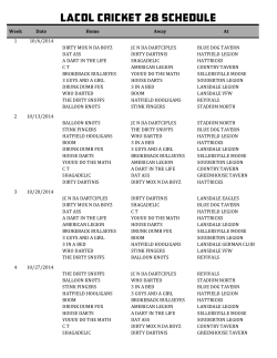 LACDL CRICKET 28 SCHEDULE - Lansdale Amusement Company
