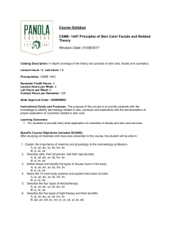 Course Syllabus CSME- 1447 Principles of Skin Care/ Facials and