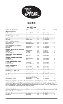 Beer Menu - The Pig and Pearl