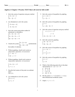 Algebra 2 Chapter 3 Practice TEST Show all work for