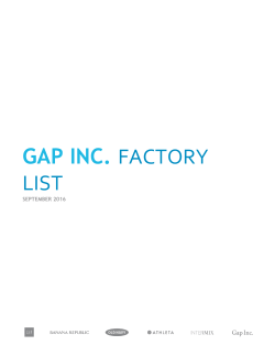 GAP Worldwide Suppliers List - Malaysian Knitting Manufactures