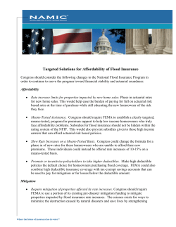 Targeted Solutions for Affordability of Flood Insurance