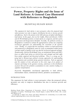 Power, Property Rights and the Issue of Land Reform: A General