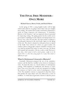the final free modifier - Open Access Journals at IUPUI