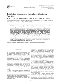Inhalation Exposure in Secondary Aluminium Smelting
