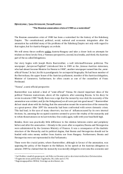 &ldquo;The Bosnian annexation crisis of 1908 as a watershed&rdquo; The