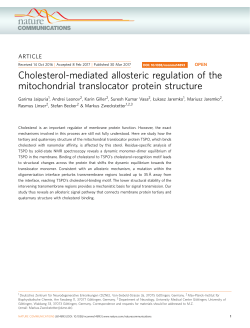 Cholesterol-mediated allosteric regulation of the mitochondrial