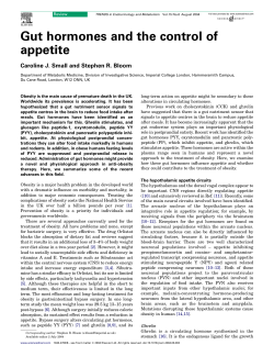 Gut hormones and the control of appetite