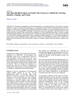 The Most Resilient Show on Earth: The Circus as a Model for