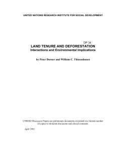 land tenure and deforestation - United Nations Research Institute for