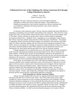 A Historical Overview of the Challenges for African Americans K12