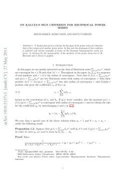 On Kaluza`s sign criterion for reciprocal power series