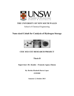 Nano sized Cobalt for Catalysis of Hydrogen Storage