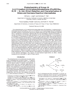 Photochemistry of Group 14 1, 1, 1-Trimethyl
