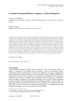 Is Jordan Petroleum Refinery Company a Natural Monopoly?
