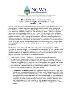 Flood Protection in the Sacramento Valley Lessons Learned During