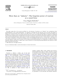 than an ``industry``: The forgotten power of tourism as a social force