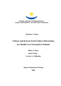 Chinese and Kenyan Food Culture-Information for Health