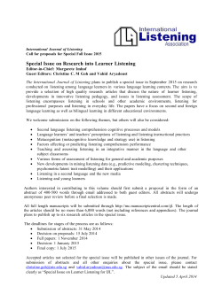 Special Issue on Research into Learner Listening