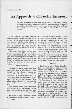 An Approach to Collection Inventory