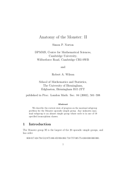 Anatomy of the Monster: II - School of Mathematical Sciences