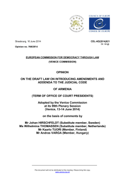 OPINION ON THE DRAFT LAW ON INTRODUCING AMENDMENTS