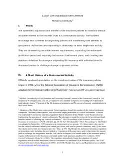 illicit life insurance settlements final