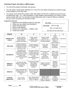 Chemistry Project: How Big is a MOLE poster • You will do this