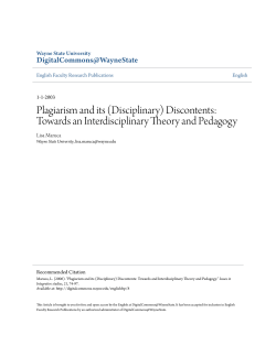 Plagiarism and its (Disciplinary) Discontents: Towards an