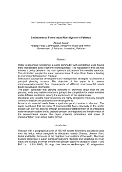 Environmental Flows Indus River System in Pakistan Ahmed Kamal