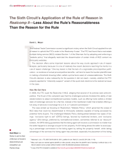 The Sixth Circuit`s Application of the Rule of Reason in Realcomp II