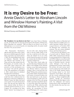 Teaching with Documents: Annie Davis` Letter to President Abraham
