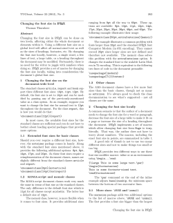TUGboat, Volume 33 (2012), No. 3 263 Changing the font size in