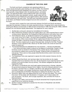 CAUSES OF THE CIVIL WAR
