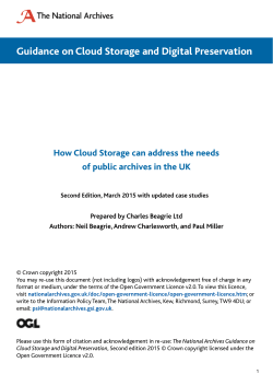 Guidance on Cloud Storage and Digital Preservation Second