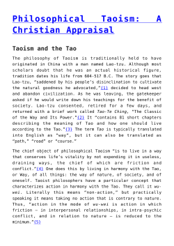 Philosophical Taoism: A Christian Appraisal
