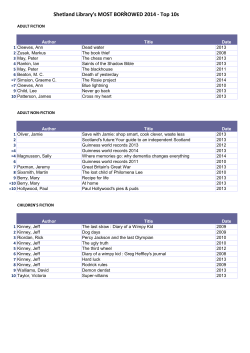 Shetland Library`s MOST BORROWED 2014