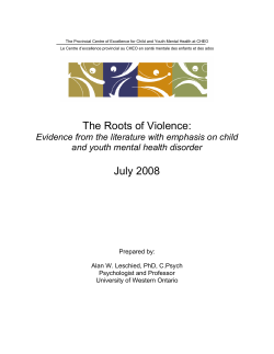 The roots of violence - Ontario Centre of Excellence for Child and