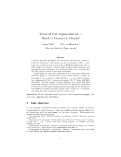 Balanced Cut Approximation in Random Geometric Graphs&lowast;
